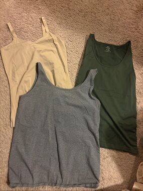 Everyday Essential Tank Top Trio — Beige, Olive, Gray